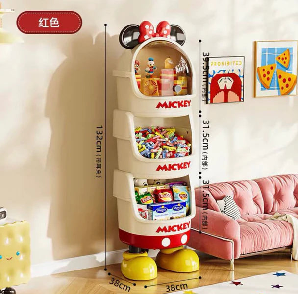 Disney-Inspired 4-Tier Kids Storage Organizer with Flip-Top Cabinet