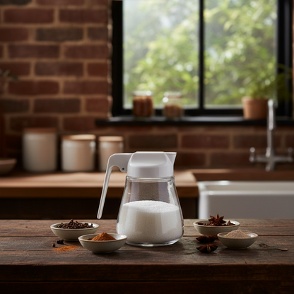 Limon Sliding Lid Glass Sugar Dispenser