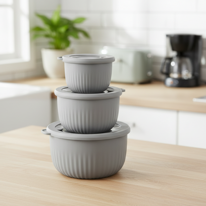 Limon Pure vent Stackable 3-Pcs Bowl Set with Vented Lid