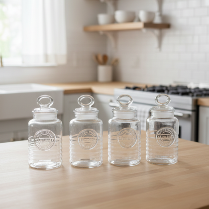 Limon 4-Pcs Rustic Design Handmade Glass Canister Set
