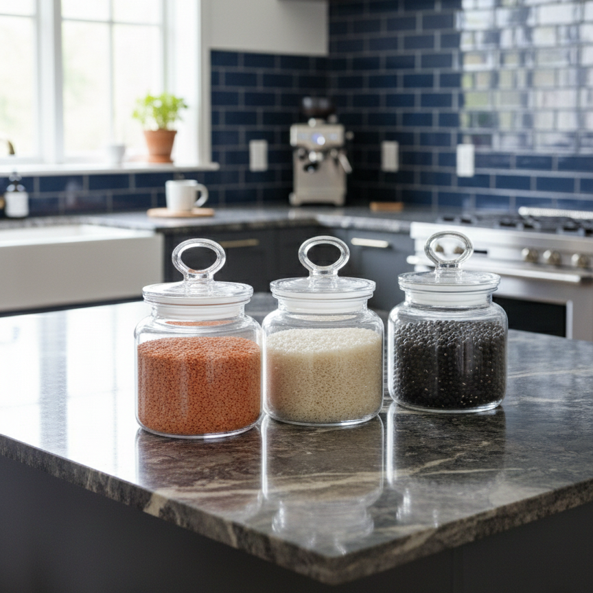 Limon 3-Pcs Rustic Design Handmade Glass Canister Set