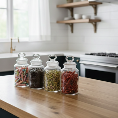 Limon 4-Pcs Rustic Design Handmade Glass Canister Set