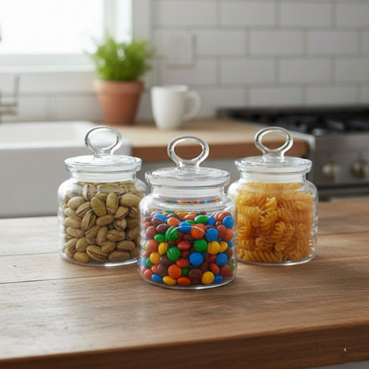 Limon 3-Pcs Rustic Design Handmade Glass Canister Set