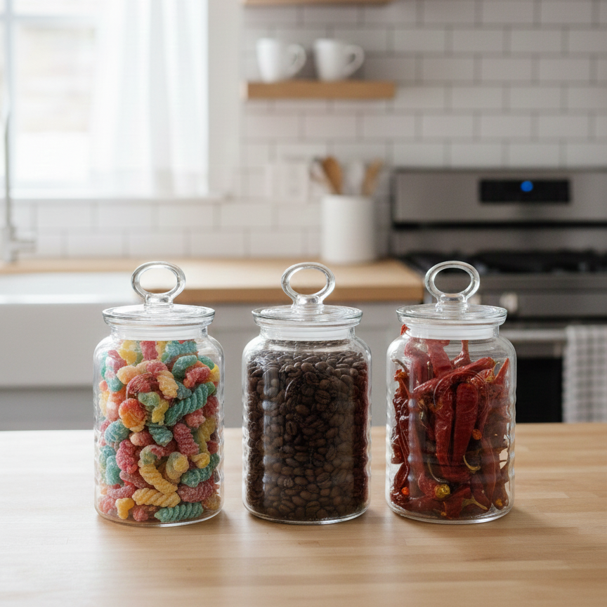 Limon 3-Pcs Rustic Design Handmade Glass Canister Set