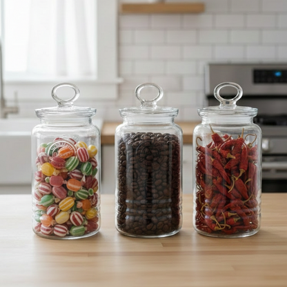 Limon 3-Pcs Rustic Design Handmade Glass Canister Set