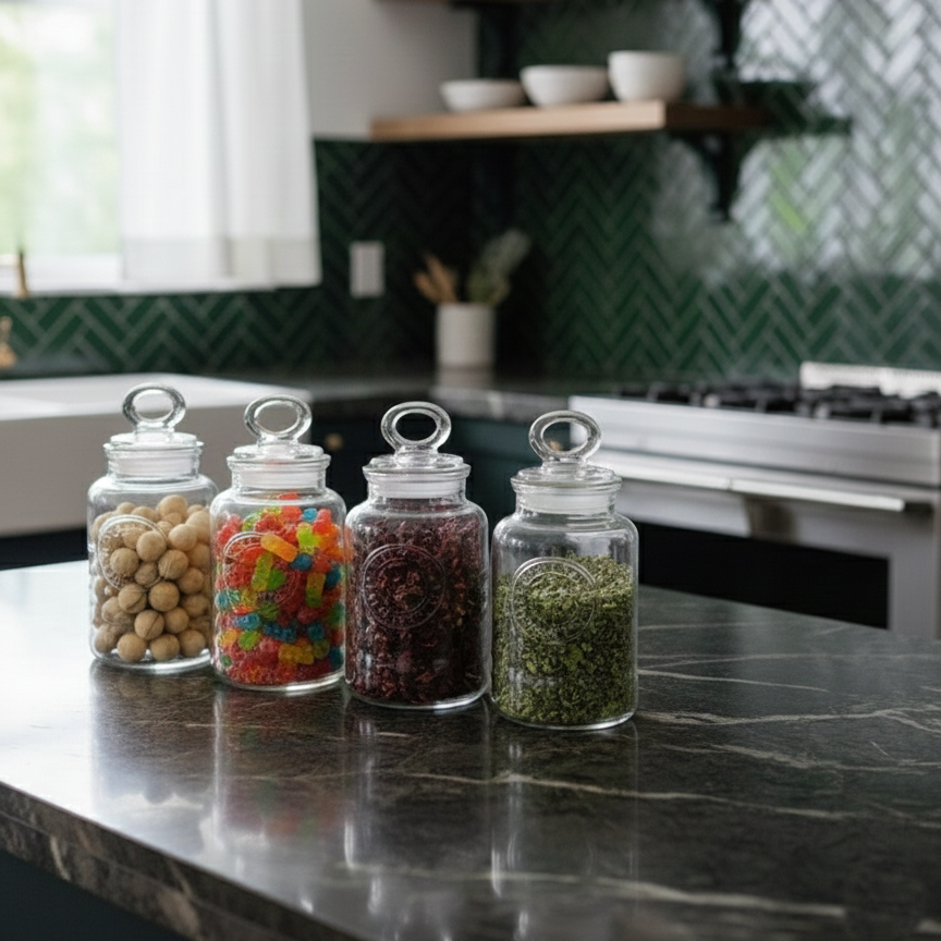 Limon 4-Pcs Rustic Design Handmade Glass Canister Set