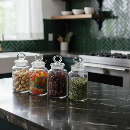 Limon 4-Pcs Rustic Design Handmade Glass Canister Set