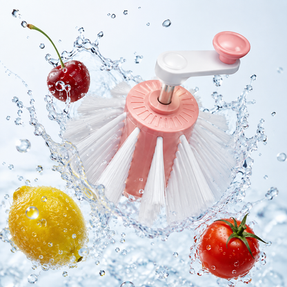 Hand-Crank Fruit and Vegetable Washer with Rotating Cleaning Brush