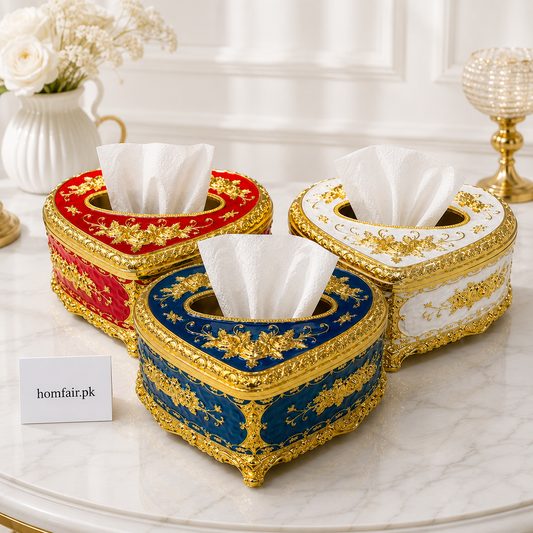 Luxury Metal Heart Tissue Box Elegant Decorative Tissue Holder