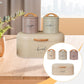 Premium Tea, Coffee, Sugar & Bread Storage Set Wooden Handle Kitchen Canisters