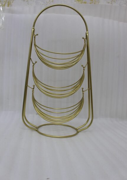 3-Tier Gold Wire Mesh Decorative Basket Stand for Fruit and Home Décor