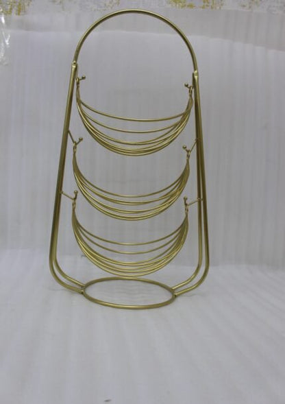 3-Tier Gold Wire Mesh Decorative Basket Stand for Fruit and Home Décor