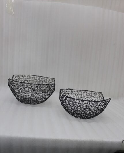 Modern Black Wire Decorative Basket Set of 2 for Kitchen and Home