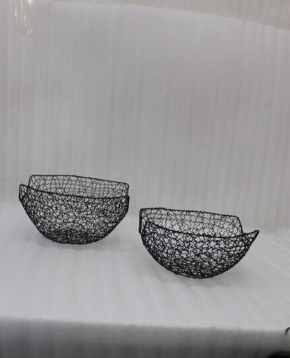 Modern Black Wire Decorative Basket Set of 2 for Kitchen and Home