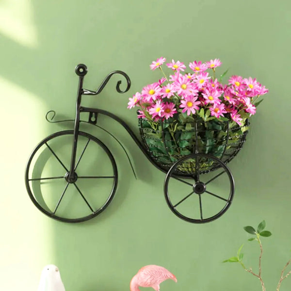 Bicycle Design Wall Basket for Home Decoration | Luxury Floral Wall Decor