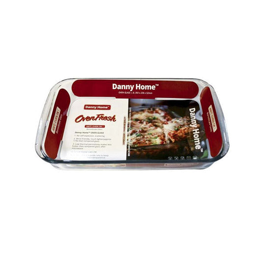 Danny Home Premium 3L Glass Baking Pan – Elegant Oven Bakeware for Home Cooking & Serving