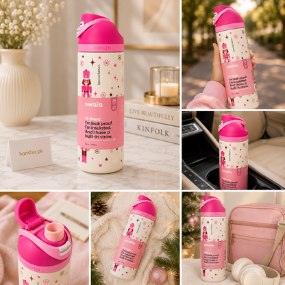Owala Pink Nutcracker Water Bottle – Insulated Bottle 24oz