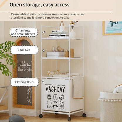 Rolling Laundry Storage Rack Multi-Tier Organizer