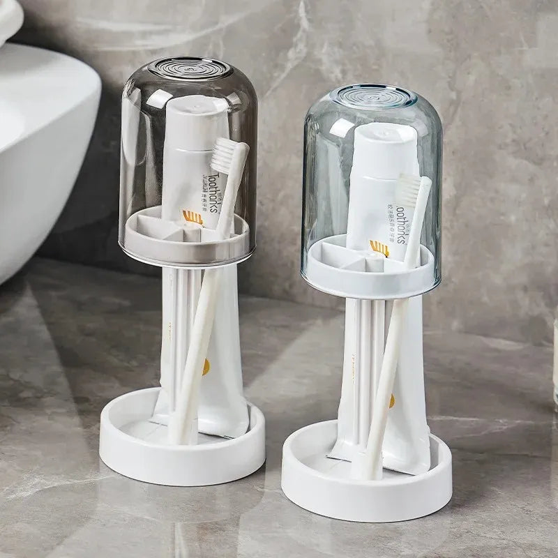 Multifunctional Toothbrush Holder with Quick-Dry Cup & Storage Shelf