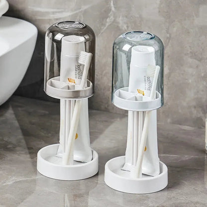 Multifunctional Toothbrush Holder with Quick-Dry Cup & Storage Shelf