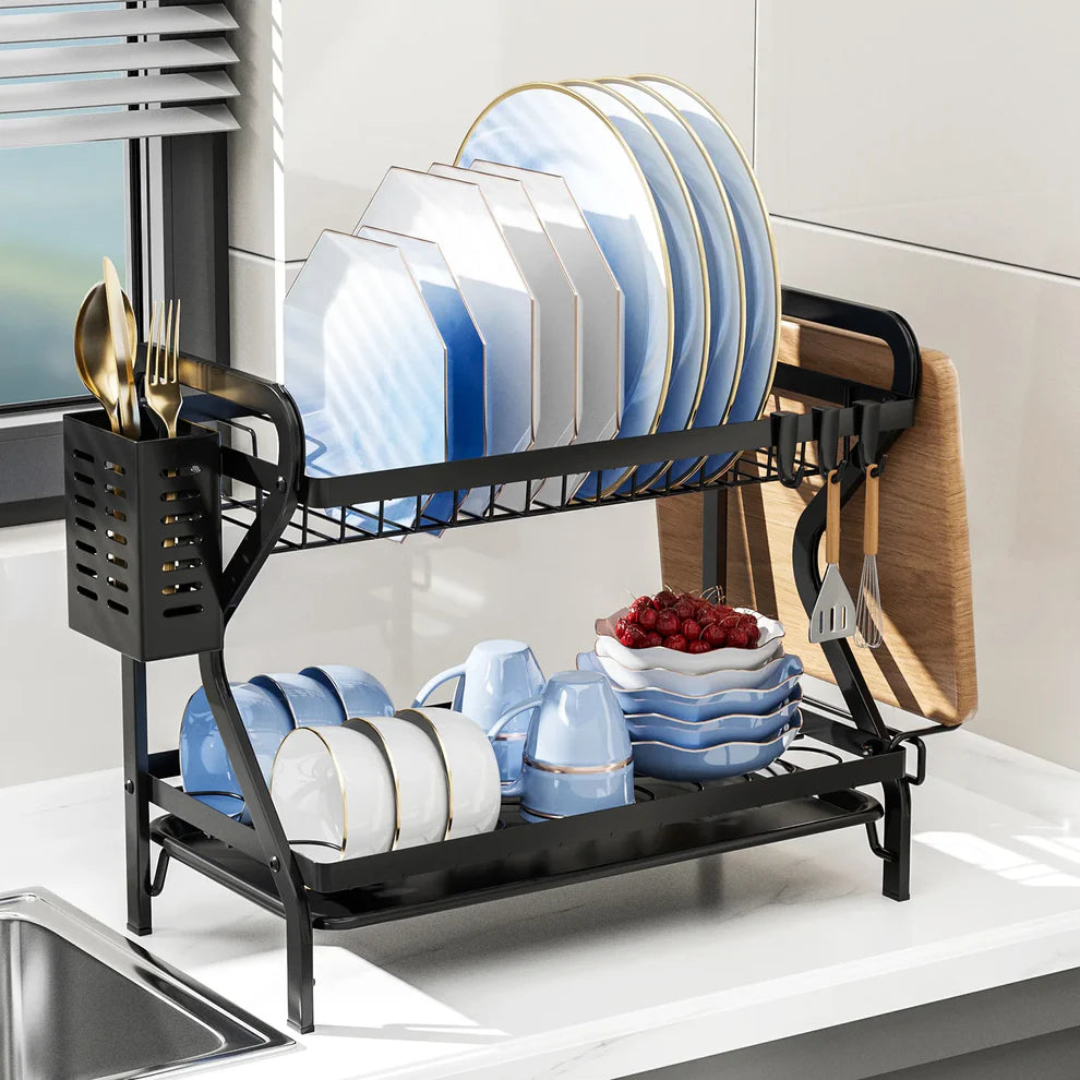 2-Tier Dish Drying Rack with Drainboard