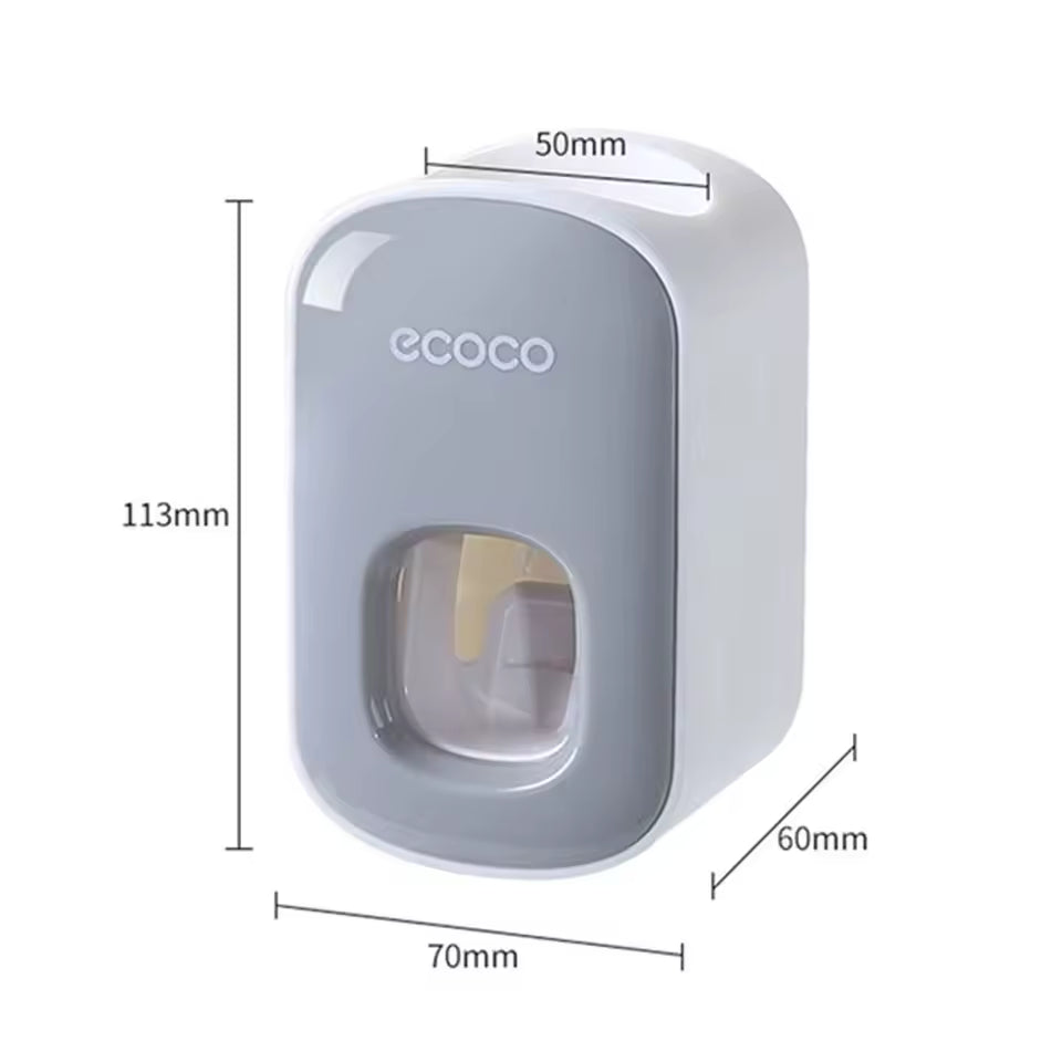 Wall Mounted Toothbrush Holder with Automatic Toothpaste Dispenser Smart Bathroom Organizer