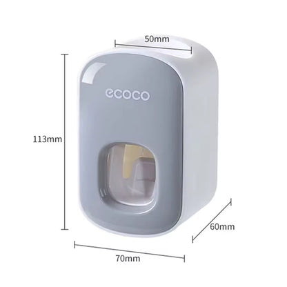 Wall Mounted Toothbrush Holder with Automatic Toothpaste Dispenser Smart Bathroom Organizer