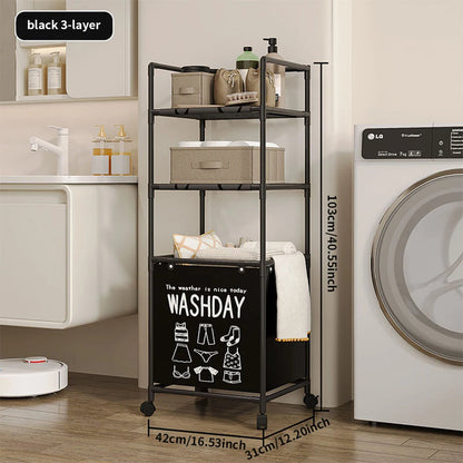Rolling Laundry Storage Rack Multi-Tier Organizer