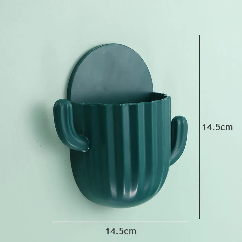 Cactus Wall Toothbrush Holder Self-Adhesive Bathroom Organizer