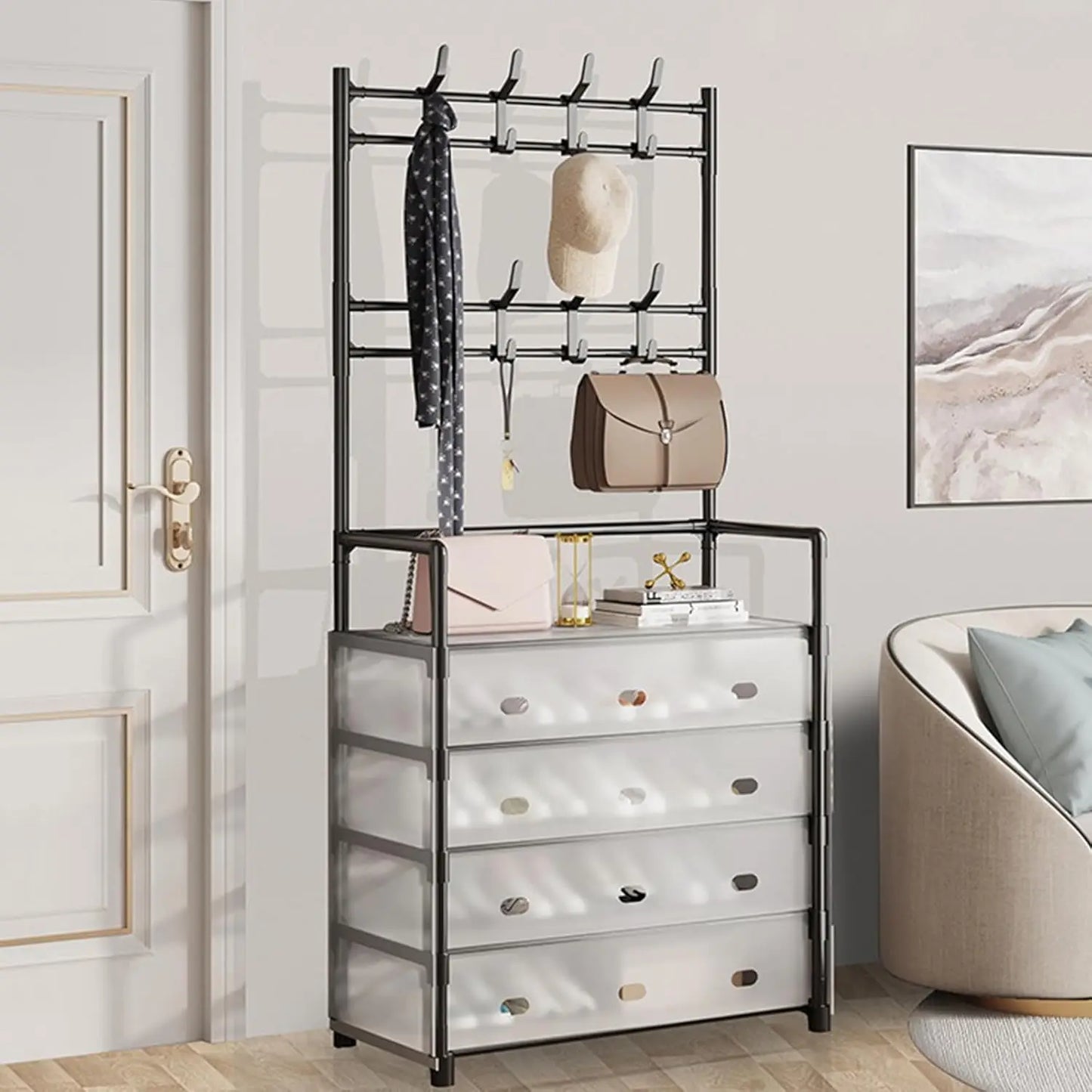 Multi-Functional Shoe and Coat Rack Wide Dustproof Organizer