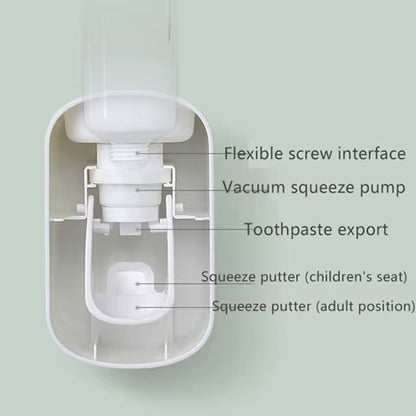 Wall Mounted Toothbrush Holder with Automatic Toothpaste Dispenser Smart Bathroom Organizer