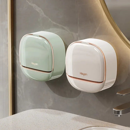 Luxury Bathroom Wall Mounted Soap Box with Lid Waterproof ABS Holder