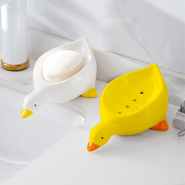 Cute Creative Duck Shape Soap Dish for Bathroom and Kitchen