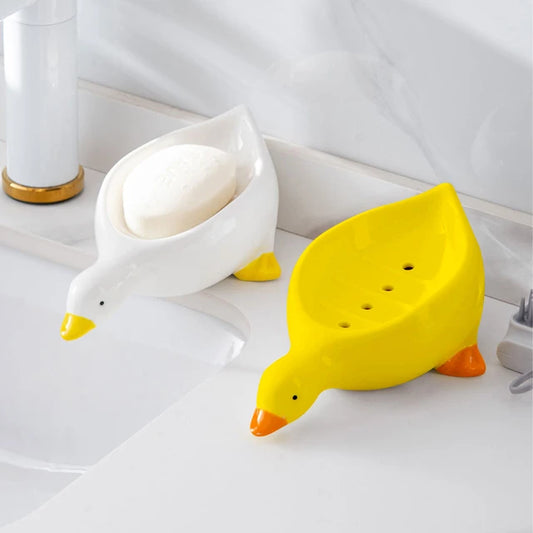 Cute Creative Duck Shape Soap Dish for Bathroom and Kitchen