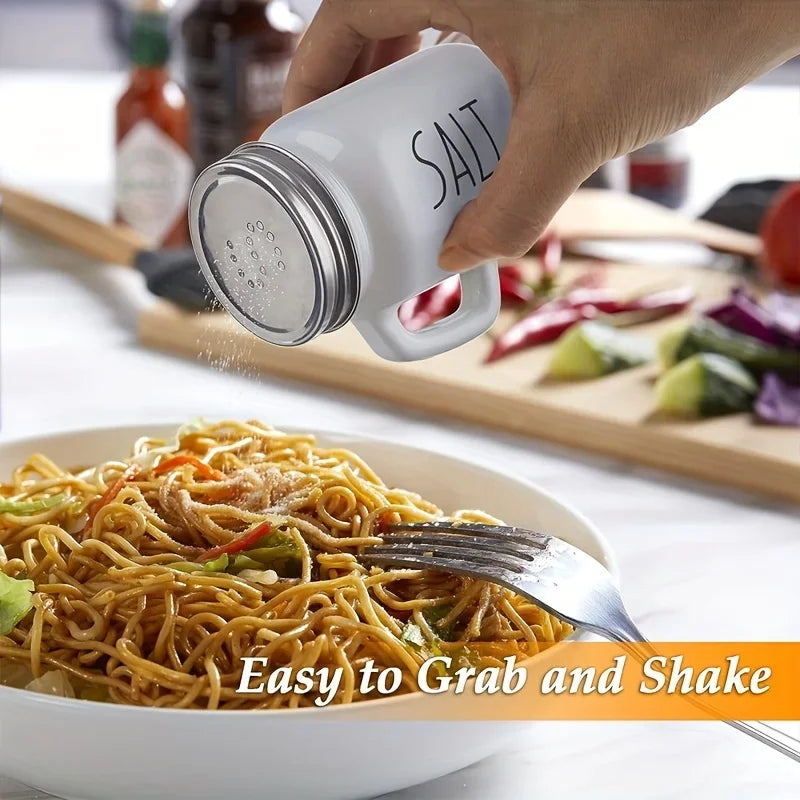 Black & White Salt & Pepper Shaker Set 2pcs Glass