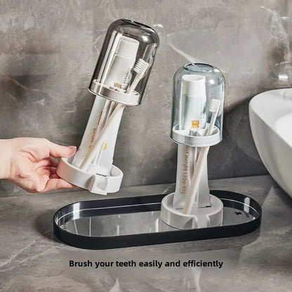 Multifunctional Toothbrush Holder with Quick-Dry Cup & Storage Shelf