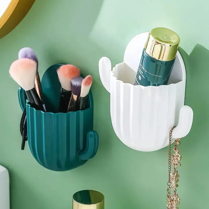 Cactus Wall Toothbrush Holder Self-Adhesive Bathroom Organizer