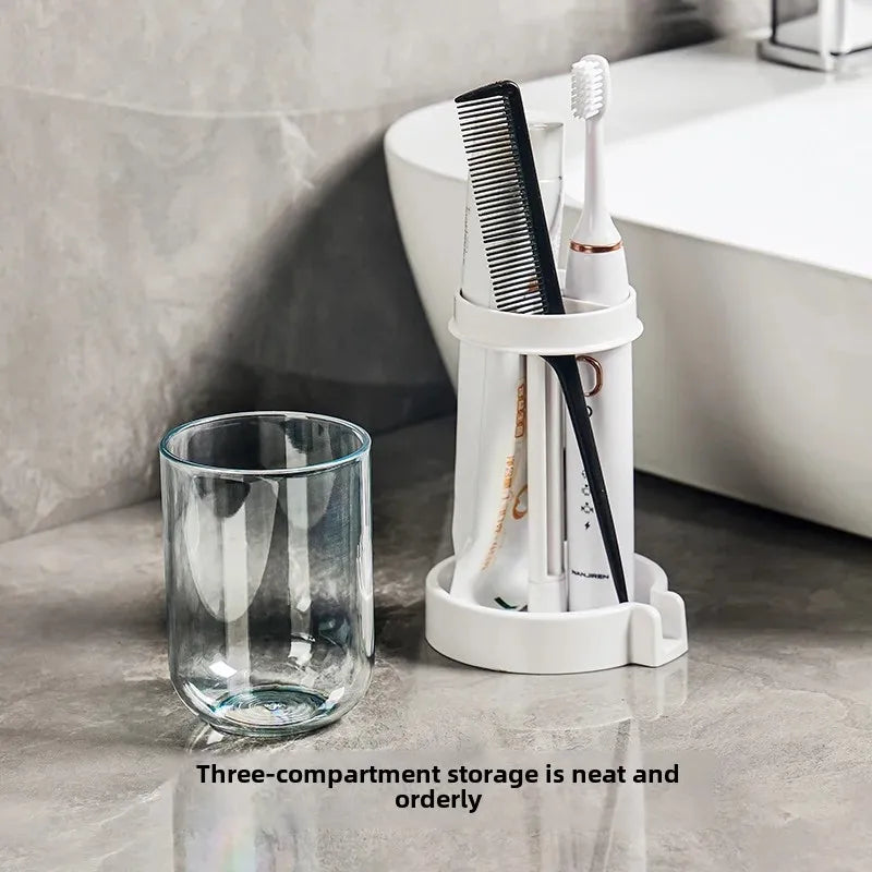 Multifunctional Toothbrush Holder with Quick-Dry Cup & Storage Shelf