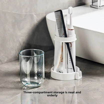 Multifunctional Toothbrush Holder with Quick-Dry Cup & Storage Shelf