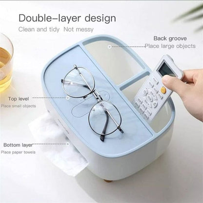 Ecoco Tissue Box Holder with Organizer Tray