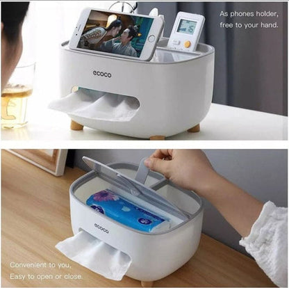 Ecoco Tissue Box Holder with Organizer Tray