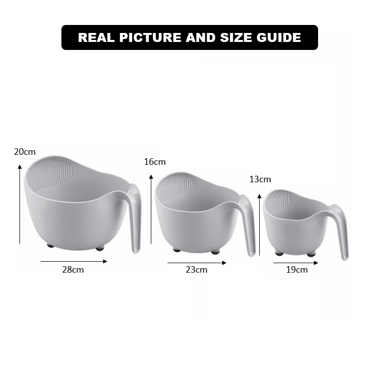 Limon Pack of 3 Fruits and Vegetables Wash Bowl with Drainer