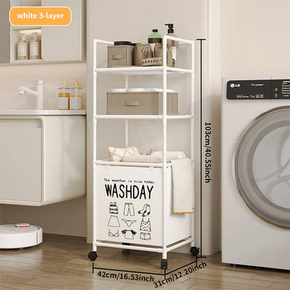 Rolling Laundry Storage Rack Multi-Tier Organizer