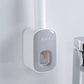 Wall Mounted Toothbrush Holder with Automatic Toothpaste Dispenser Smart Bathroom Organizer