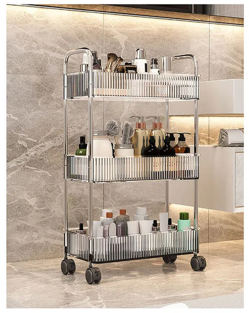 Acrylic Smart Trolley Multi-Layer Storage Organizer with Wheels
