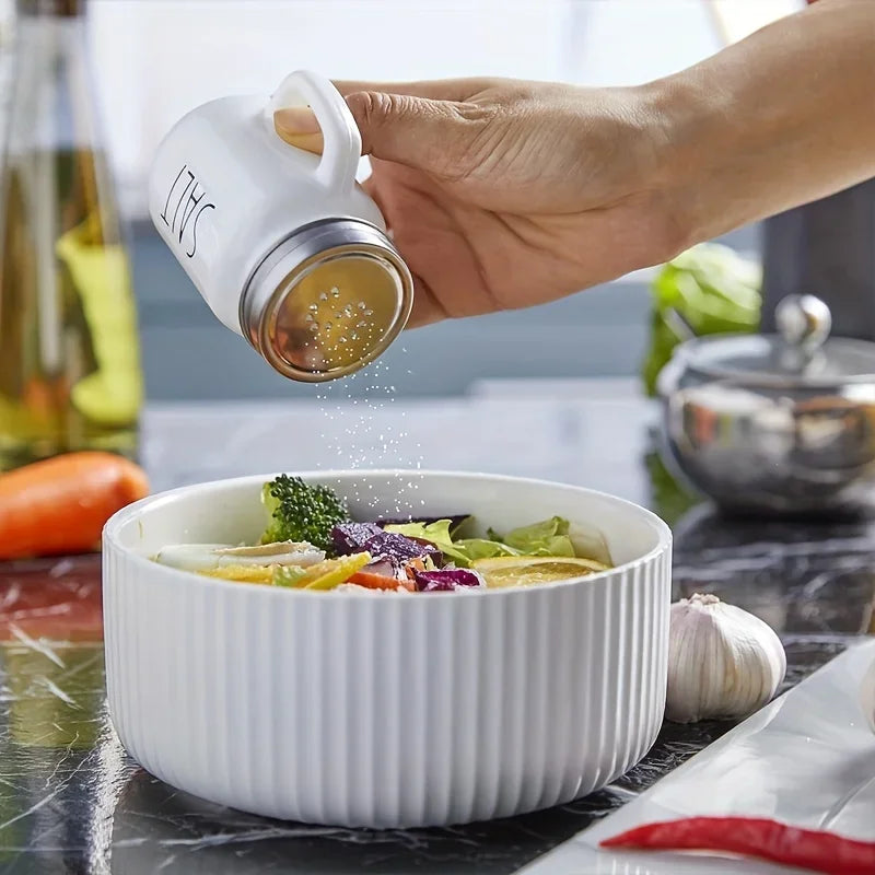 Black & White Salt & Pepper Shaker Set 2pcs Glass