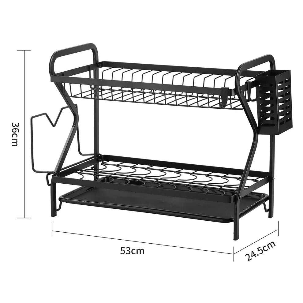 2-Tier Dish Drying Rack with Drainboard