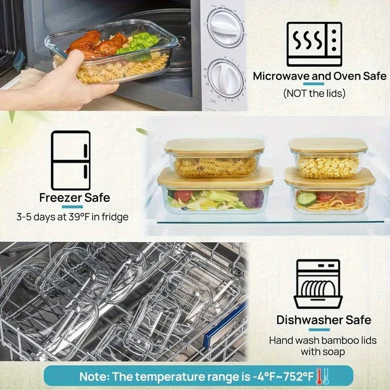 4 Pcs Glass Food Storage Containers Set – Airtight Glass