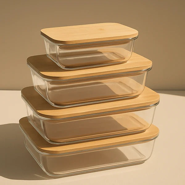 4 Pcs Glass Food Storage Containers Set – Airtight Glass