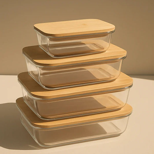 4 Pcs Glass Food Storage Containers Set – Airtight Glass